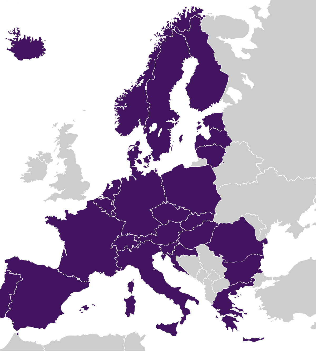 Map of Schengen Area